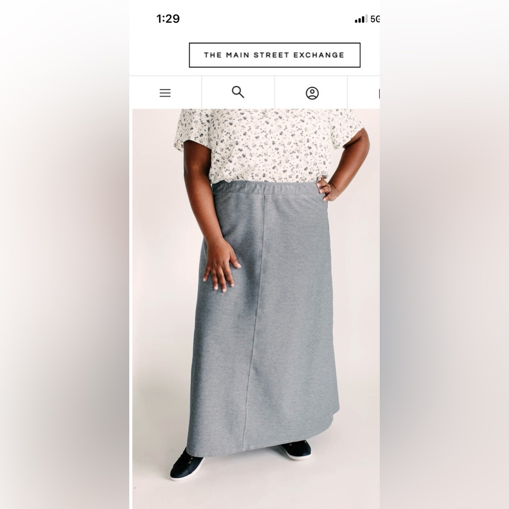 Main Street Exchange gray knit modest maxi skirt faux denim